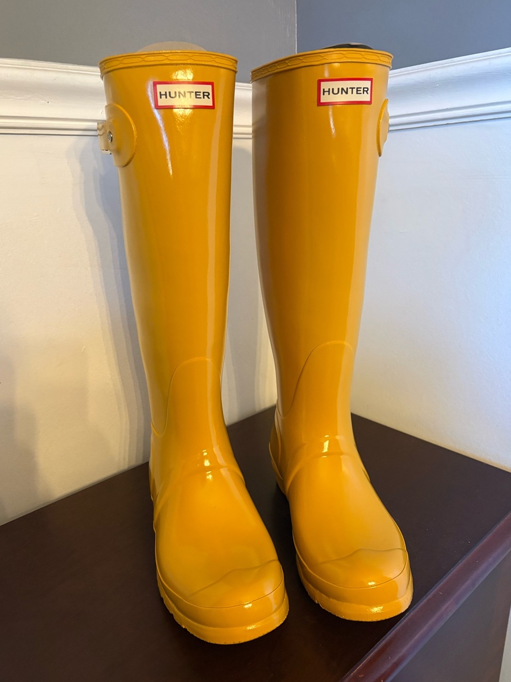 Hunter Gloss Tall Rain Boots in Bright Yellow